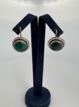 Navajo Sterling Silver Malachite Earrings