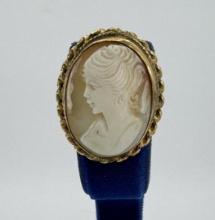 12k Gold Filled Shell Cameo Brooch
