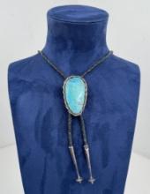 Navajo Sterling Silver Turquoise Bolo Tie