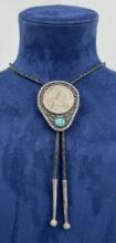 Navajo Sterling Silver Morgan Dollar Bolo Tie