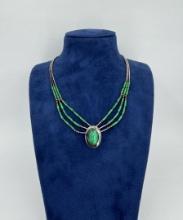 Navajo Sterling Silver Malachite Necklace