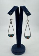 Zuni Chip Inlaid Sterling Silver Earrings