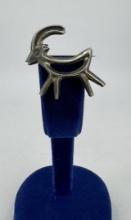 Navajo Sterling Silver Pictograph Goat Brooch