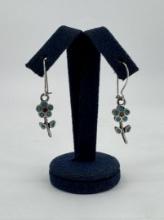 Zuni Chip Inlaid Sterling Silver Flower Earrings