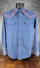 Vintage Red White Blue Cowboy Chambray Shirt