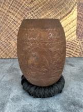 Antique American Folk Art Carved Coconut