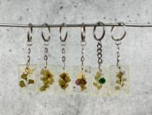 Lucite Acrylic Dried Flower Key Chains