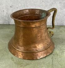 Hammered Copper Tankard With Brass Handle