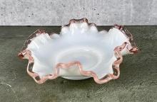 Fenton Glass Rose Crest Ruffle Bowl