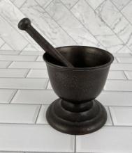 Antique Cast Iron Mortar & Pestle