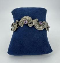 Taxco Mexico Sterling Silver Amethyst Bracelet