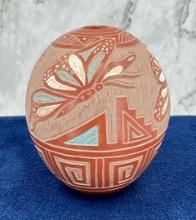 Sasha Bluesky Sgraffito Navajo Indian Seed Pot