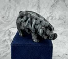 Zuni Snowflake Obsidian Pig Fetish