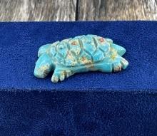 Signed Zuni Turquoise Turtle Fetish