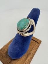Old Pawn Navajo Sterling Turquoise Sand Cast Ring