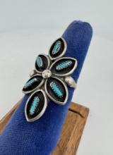 Zuni Petit Point Sterling Turquoise Ring