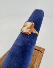 Victorian Shell Cameo 10k Gold Ring