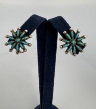 Zuni Petit Point Sterling Turquoise Earrings