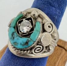 Navajo Sterling Silver Turquoise Horse Shoe Ring