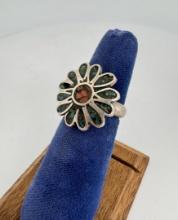 Zuni Chip Inlaid Sterling Silver Ring