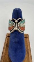 Zuni Chip Inlaid Sterling Silver Ring