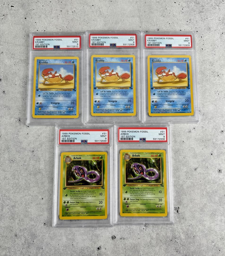 1999 Pokemon Fossil 1st Edition PSA 9 Cards