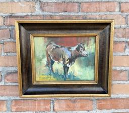 Brigitte Woosley Cow Oil on Canvas Painting