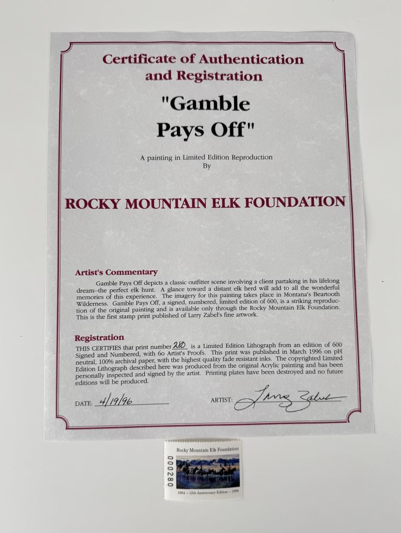 Larry Zabel Gamble Pays Off Print