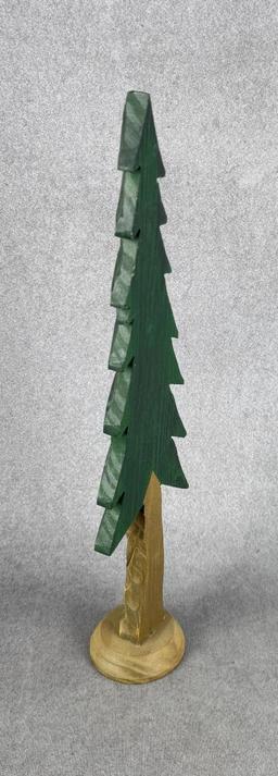 Hand Carved Wood Christmas Pine Tree