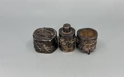Japanese Meiji Period Sterling Condiment Set