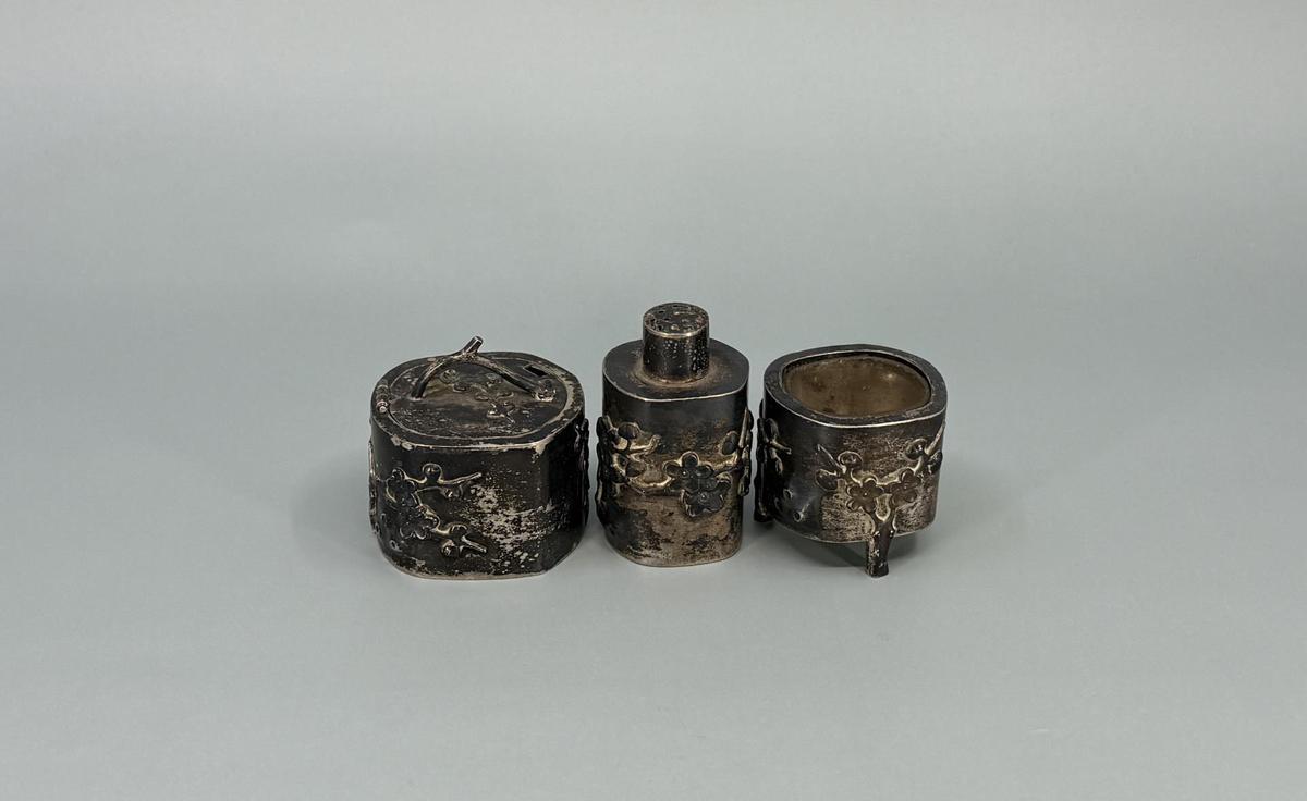 Japanese Meiji Period Sterling Condiment Set