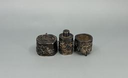 Japanese Meiji Period Sterling Condiment Set