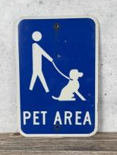 Pet Area Rest Area sign