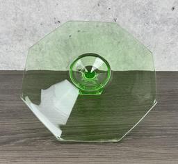 Depression Uranium Glass Serving Platter