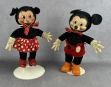 Gund Mickey and Minnie Mouse Rubber Face Dolls