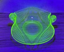 Fenton Uranium Green Depression Glass Swan Bowl