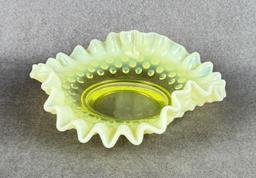 Fenton Hobnail Uranium Glass Cache Bowl