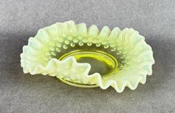 Fenton Hobnail Uranium Glass Cache Bowl
