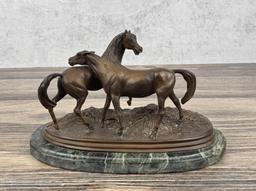 Pierre Jules Mene Two Horses Bronze