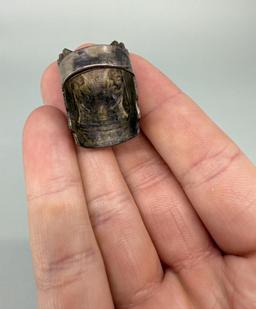 Chinese Silver Enamel Compass Ring