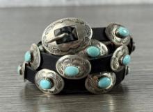 Ladies Navajo Sterling Turquoise Concho Belt