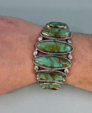 Navajo Sterling Silver Turquoise Cuff Bracelet