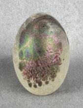 Art Glass Paperweight Raku Finish