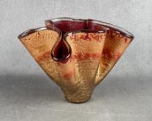 Borowski Art Glass Ruffled Vase