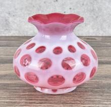 Fenton Glass Coin Dot Cranberry Vase