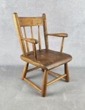 Antique Folk Art Windsor Doll Chair