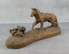 Bill Ohrmann Montana Wolf & Rabbit Carving