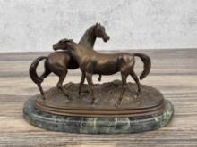 Pierre Jules Mene Two Horses Bronze