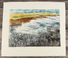 Amy Sadle River Landscape Woodblock Print