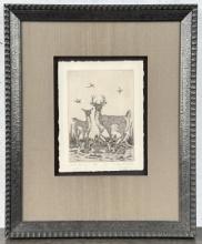 Woody Crumbo Deer Family Engraving